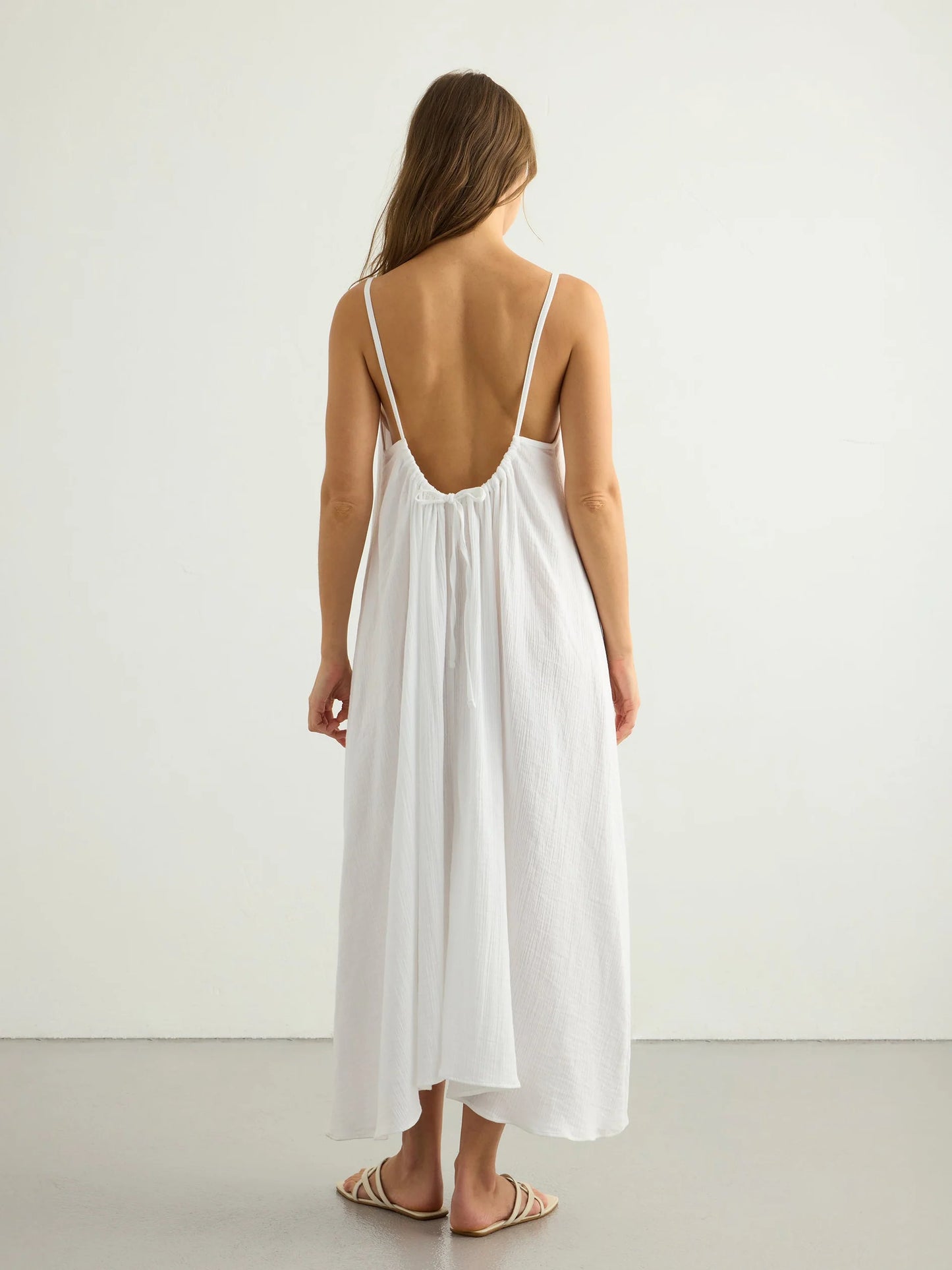 Aura Low Back Maxi Dress White