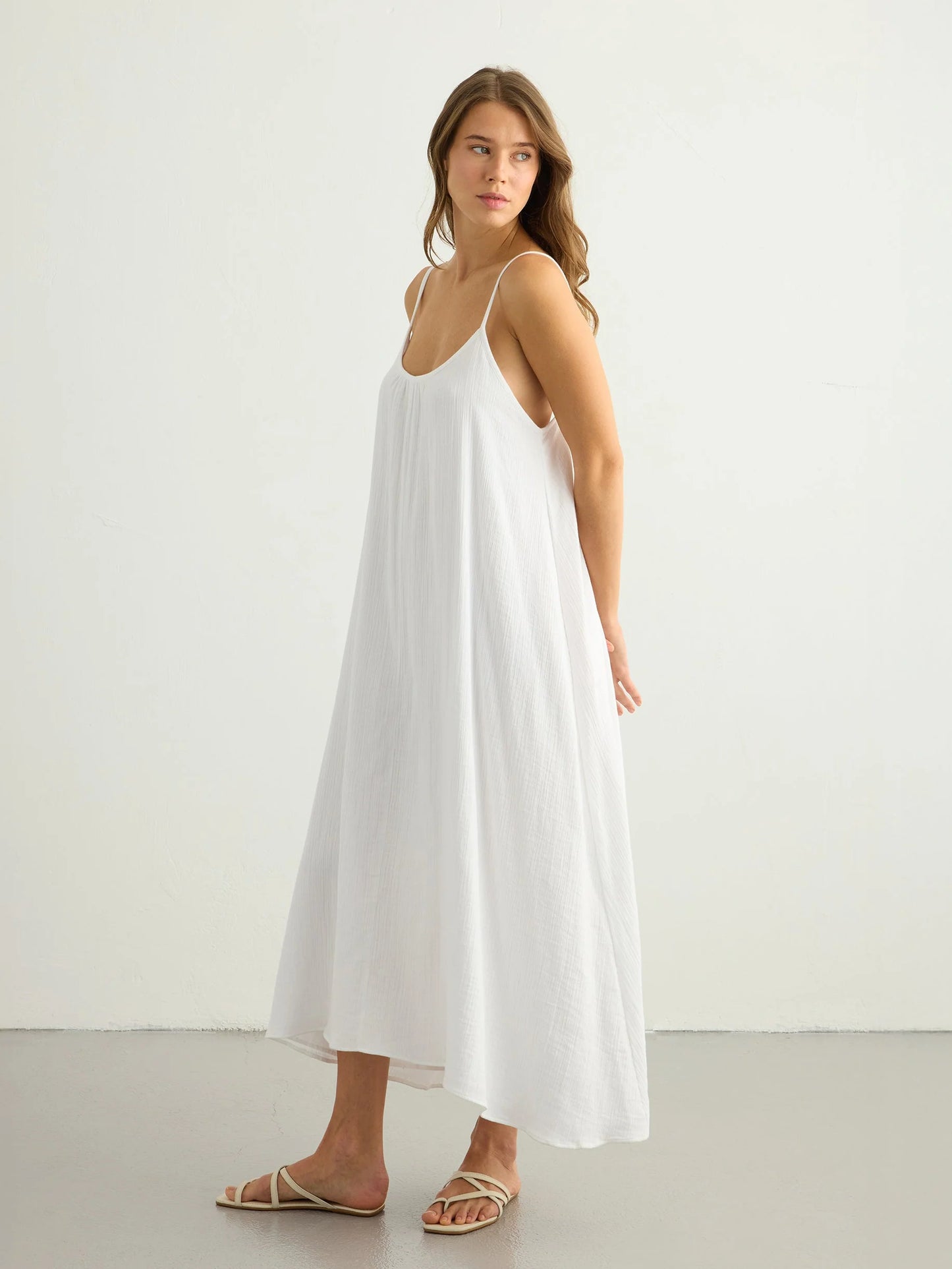 Aura Low Back Maxi Dress White