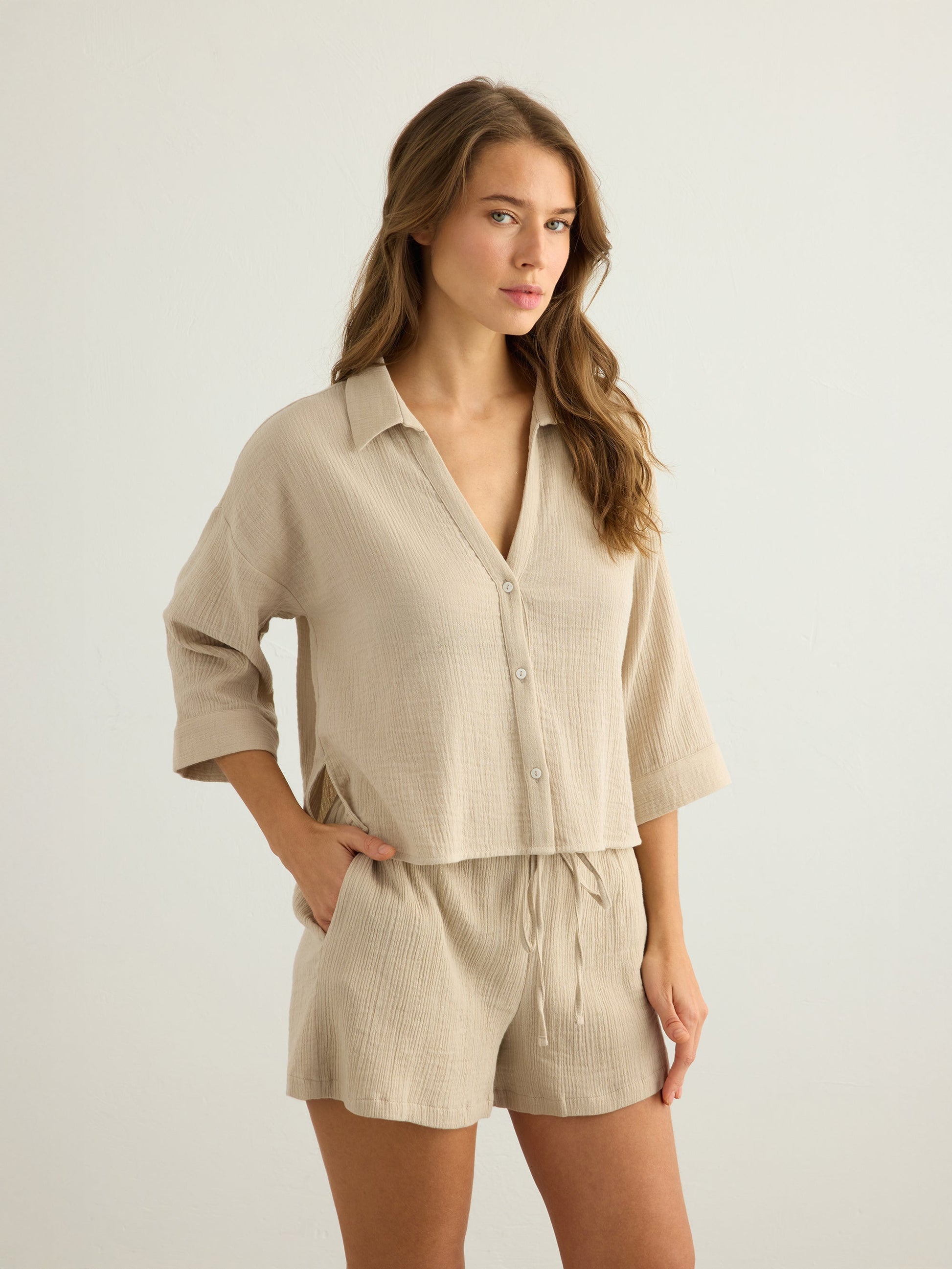 Aura Mini Shirt - Oatmeal - view