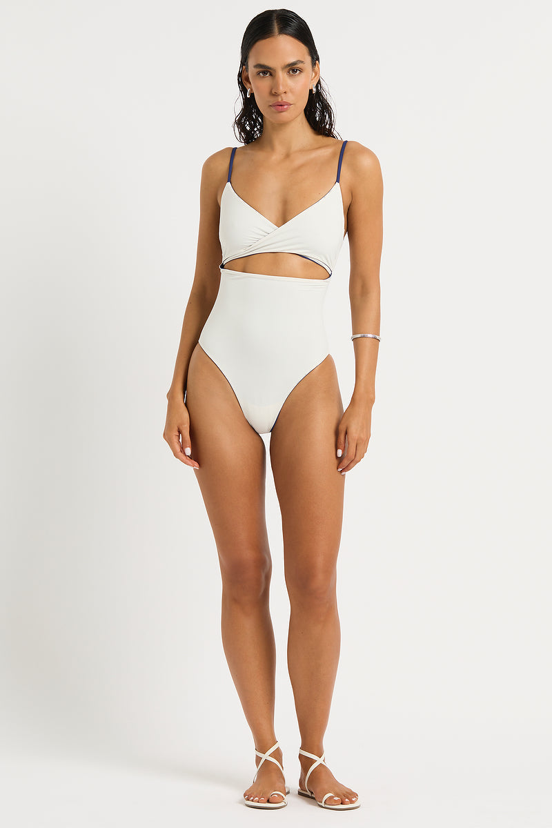 Bond-Eye Amira One Piece Indigo/Coconut — back view | Belle Mar Swim