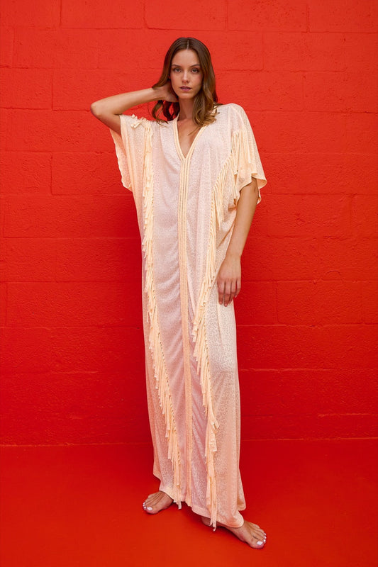 Pitusa Braided Fringe Abaya Melon