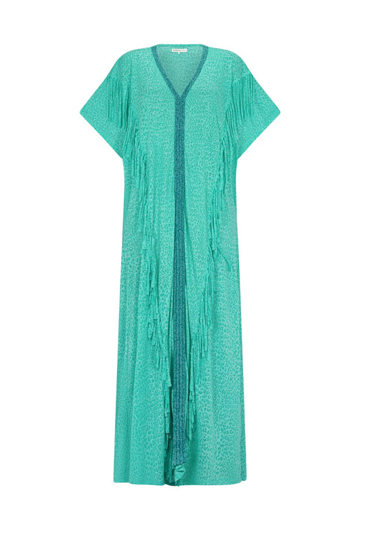 Braided Fringe Abaya Teal