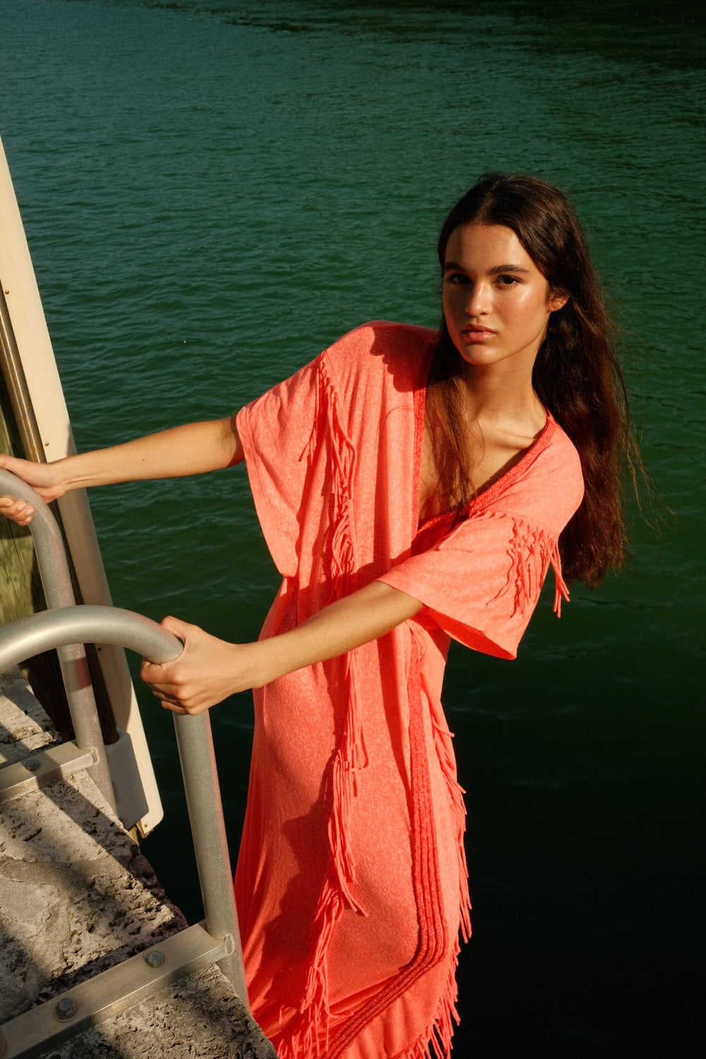 Pitusa Braided Fringe Abaya Watermelon