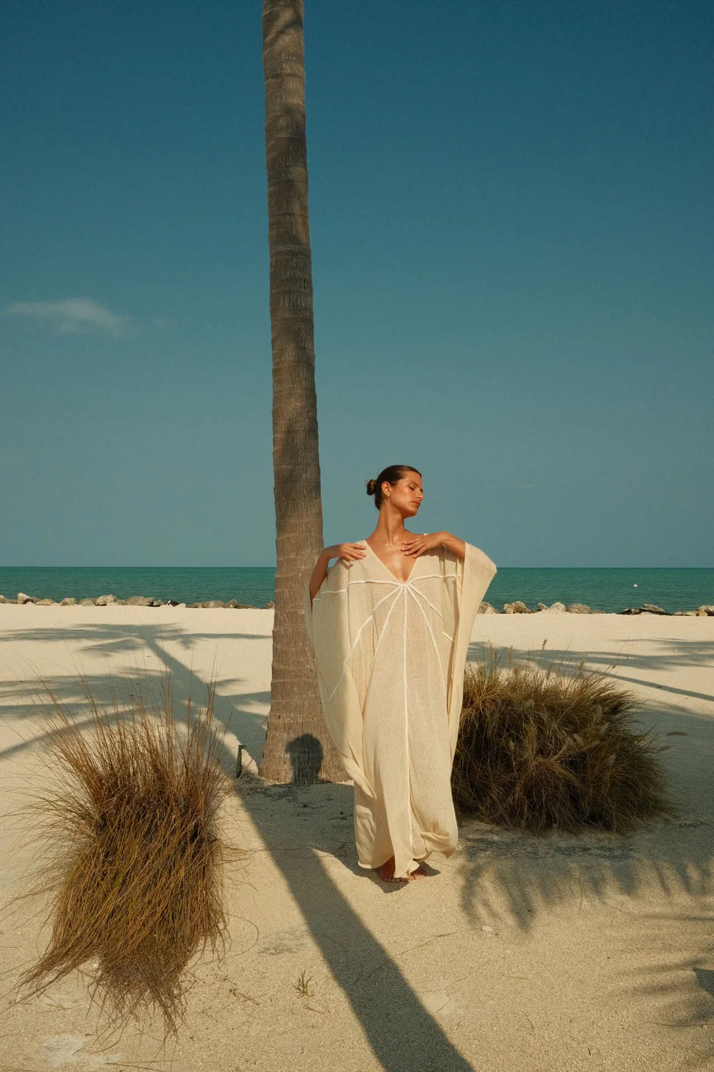 Braided Front Kaftan Ecru