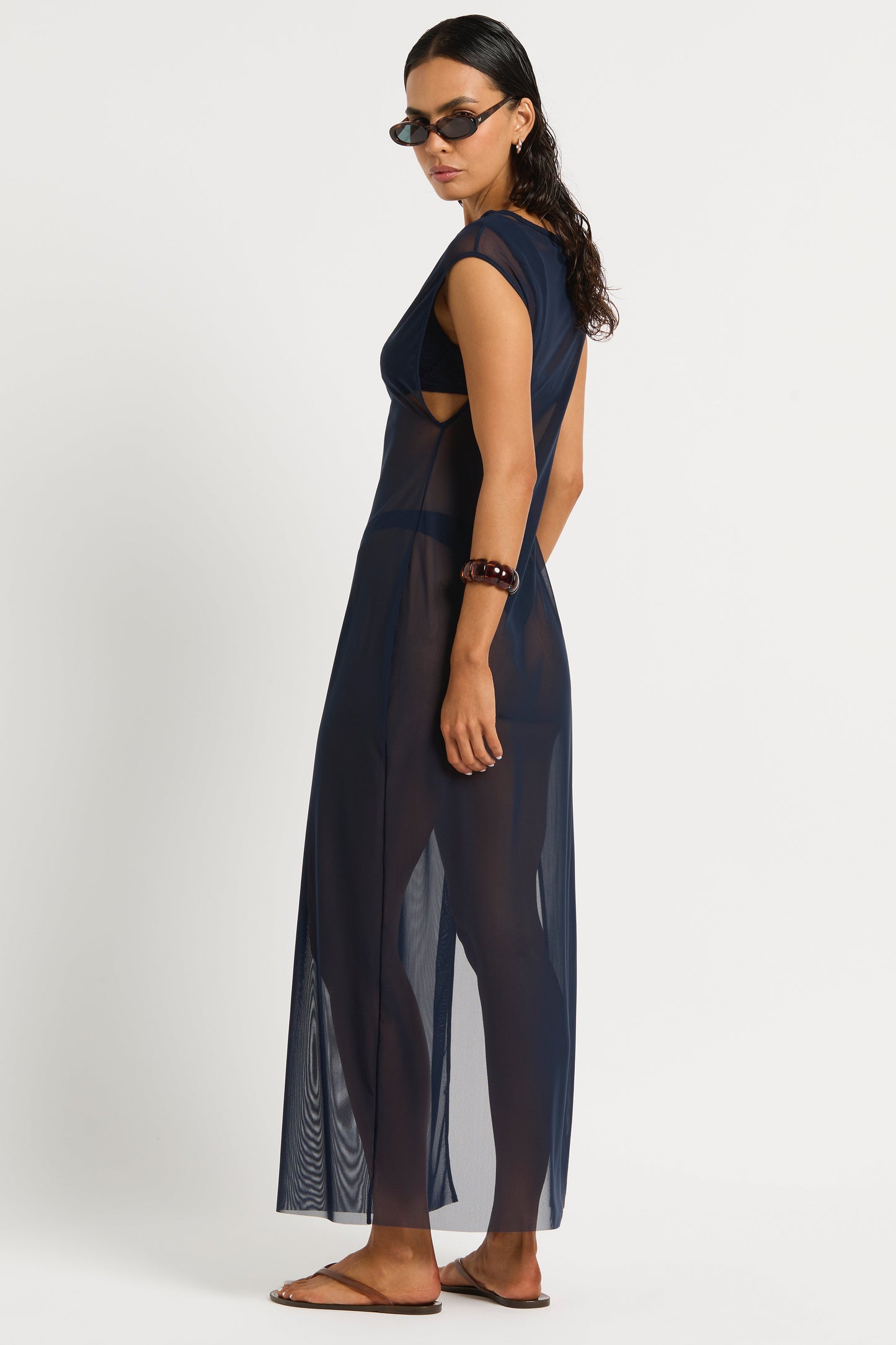 Bond-Eye Shaina Maxi Dress Onyx — side view | Belle Mar Swim