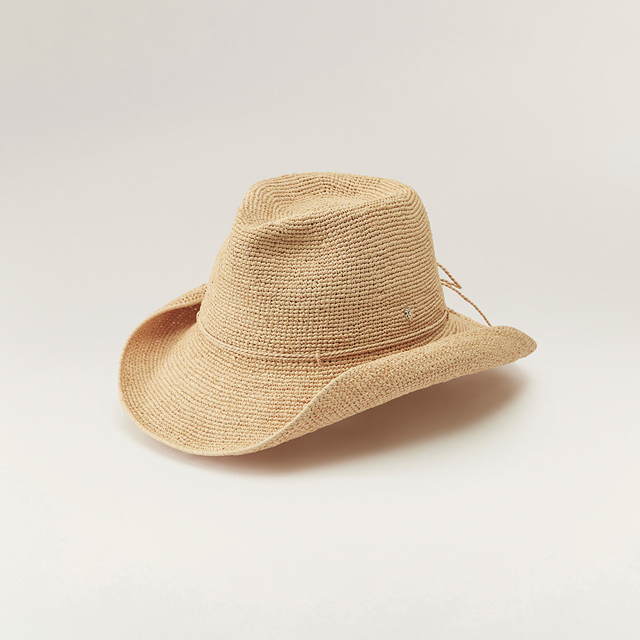 Belen Raffia Crochet Fedora Natural