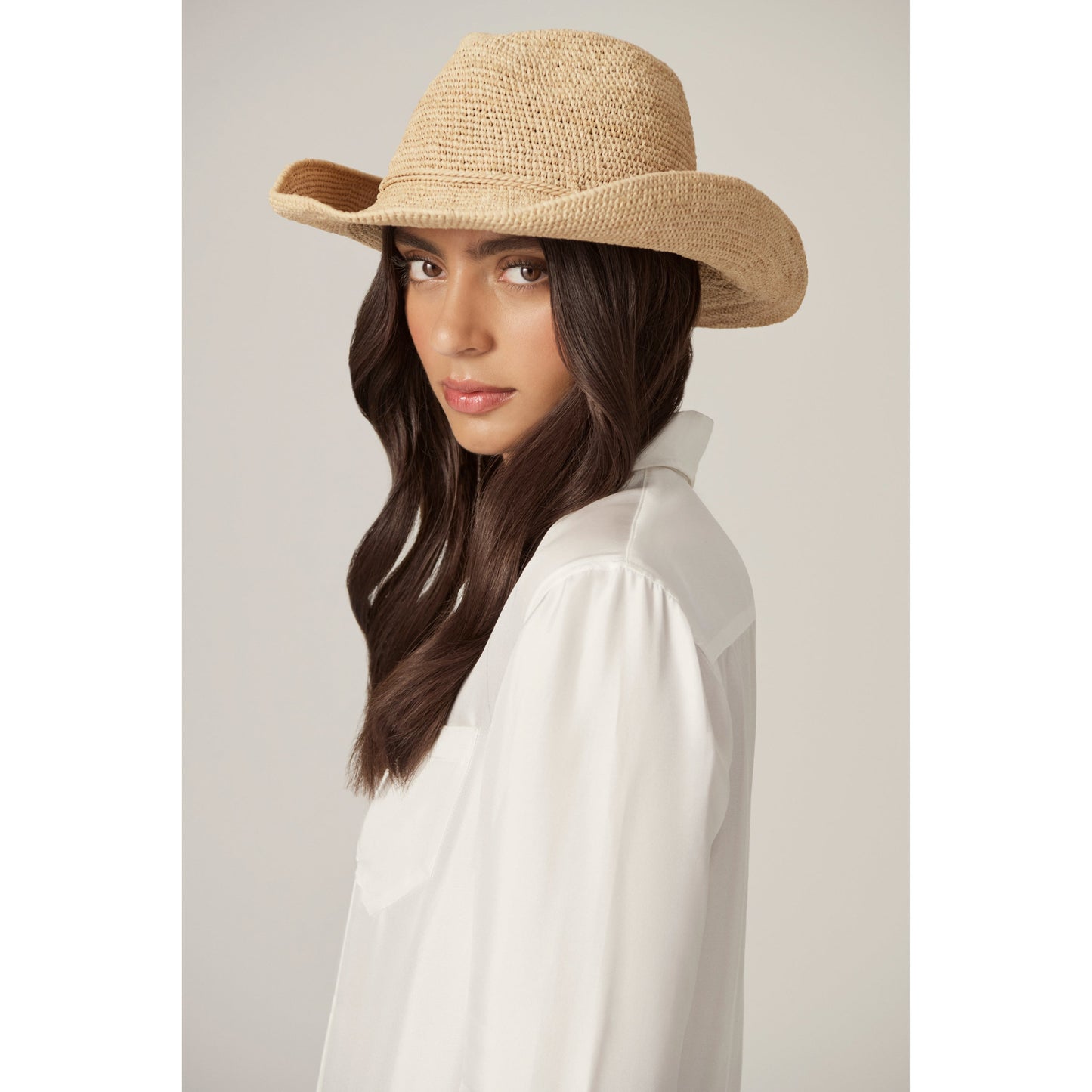 Belen Raffia Crochet Fedora Natural