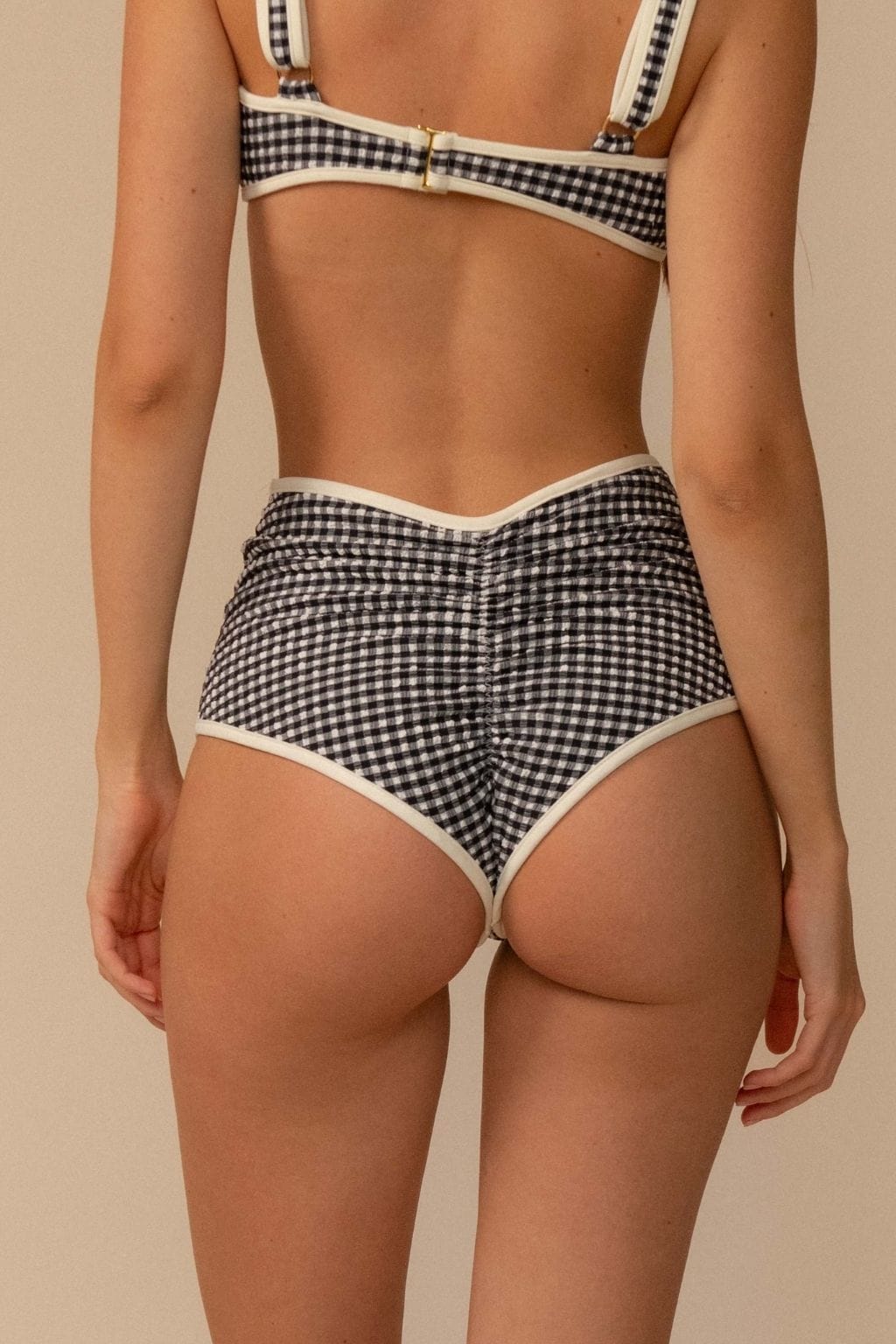 Polly Bikini Bottom Black & White Gingham back