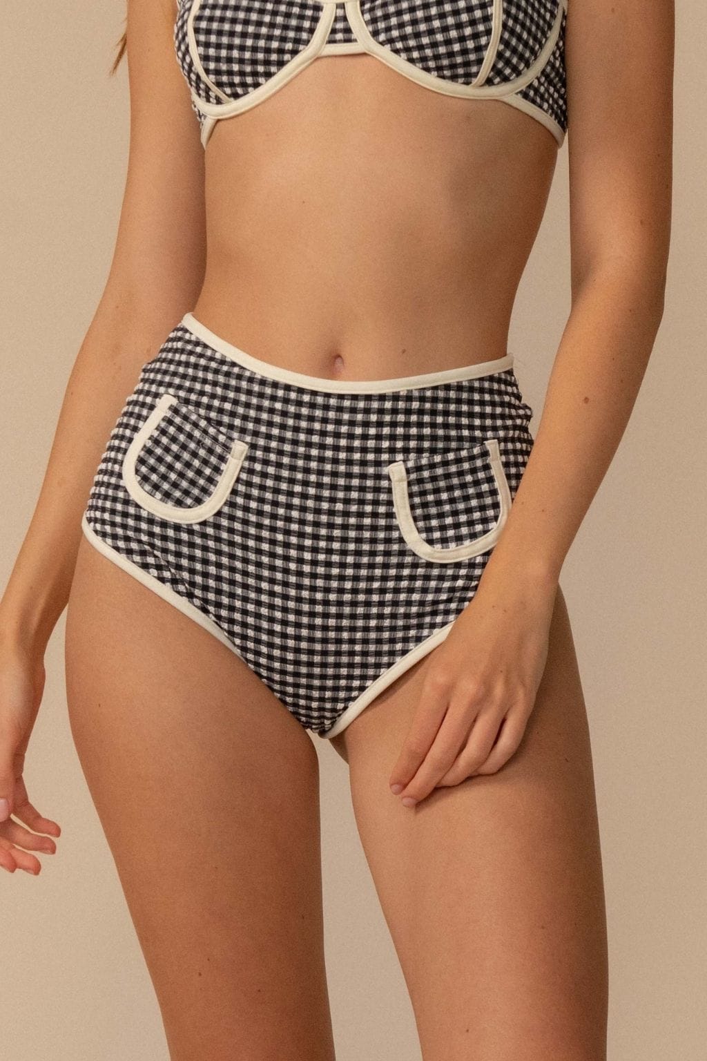Polly Bikini Bottom Black & White Gingham