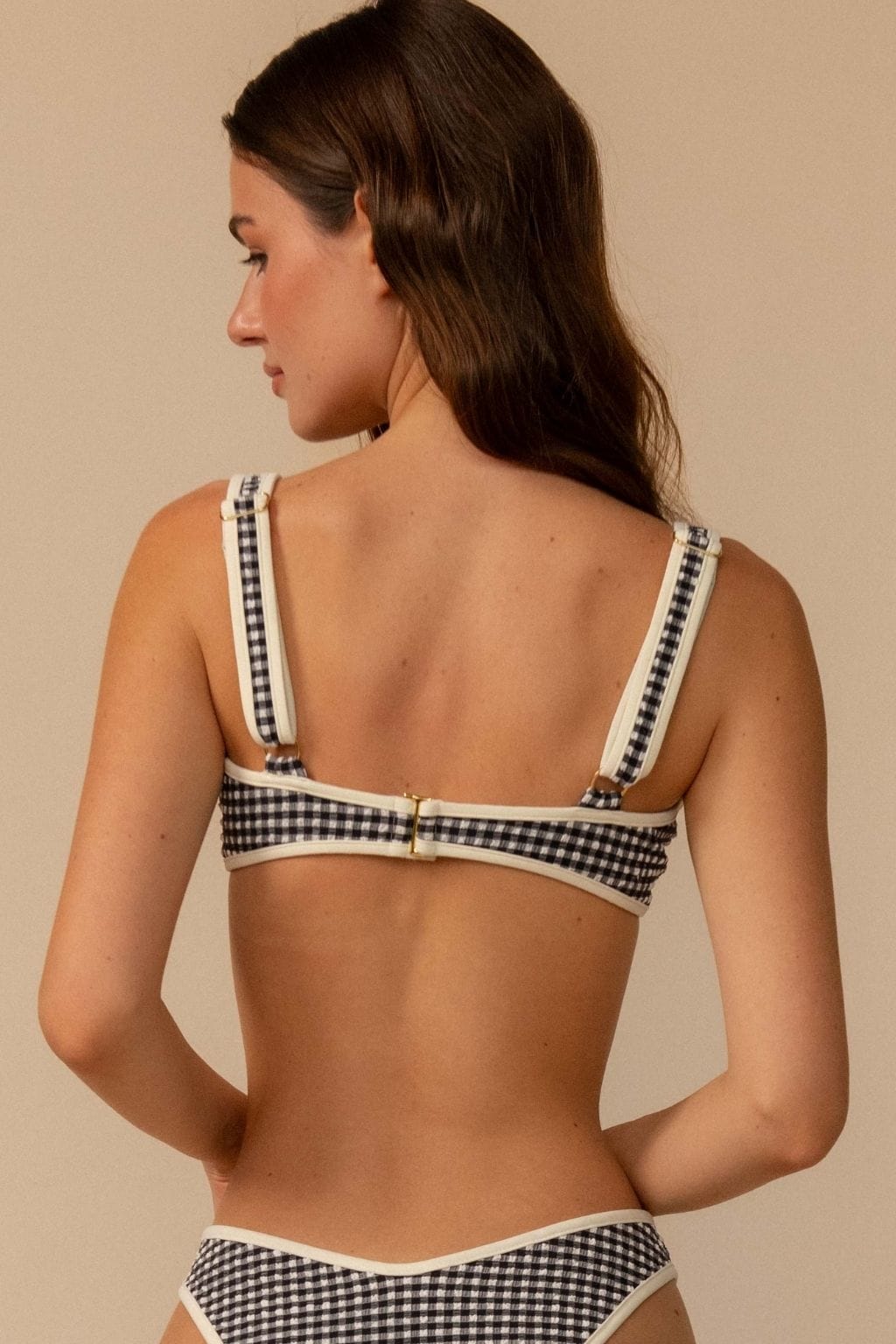 Romy Binded Bikini Top Black & White Gingham back