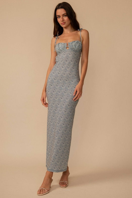 Petal Long Slip Dress Blue Petite Fleur