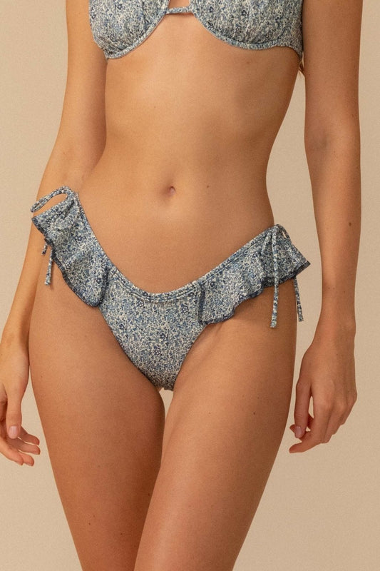 Uno Ruffle Bows Bikini Bottom Blue Petite Fleur