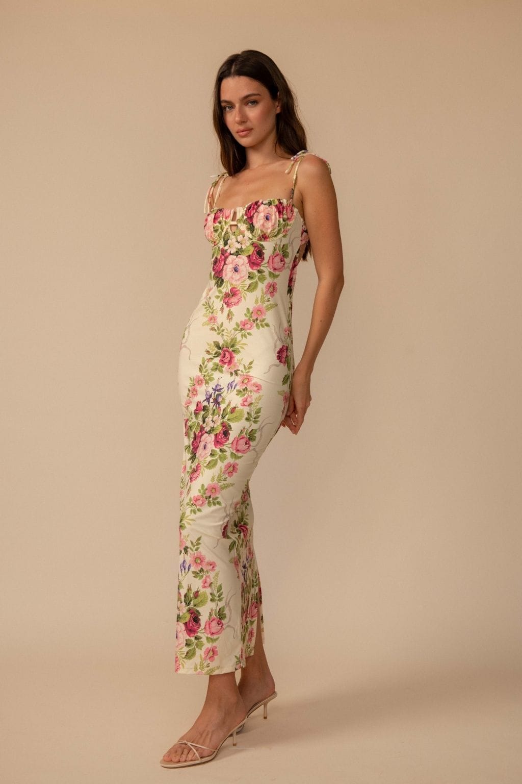 Petal Long Slip Dress Bouquet