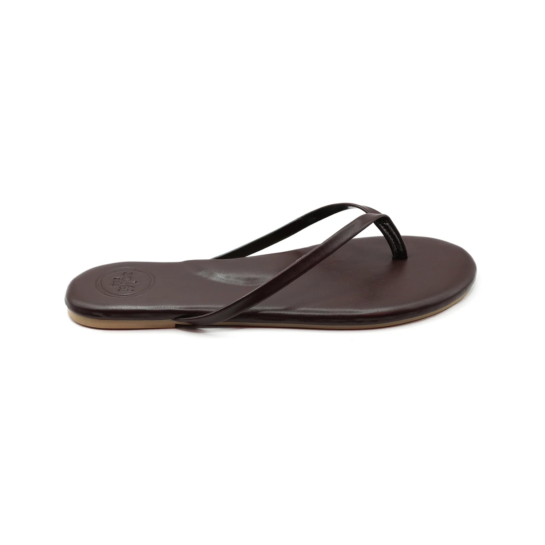 Indie Flat Strap Sandal Chocolate in brown — view 7 | Belle Mar Swim