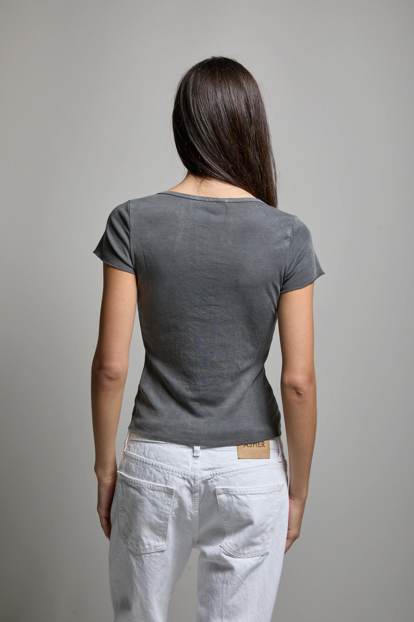 Vicki V Neck Tee Vintage Black — back view | Belle Mar Swim