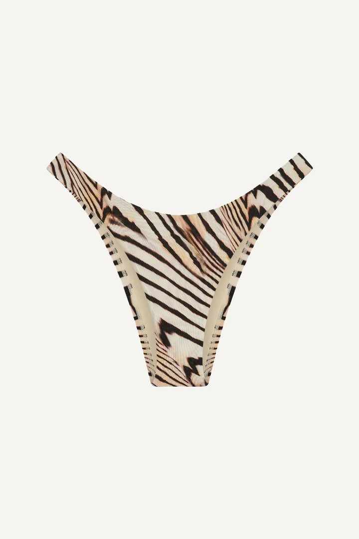 California High Leg Bottom Shell Stripe EcoShimmer in brown — alternate view | Belle Mar Swim