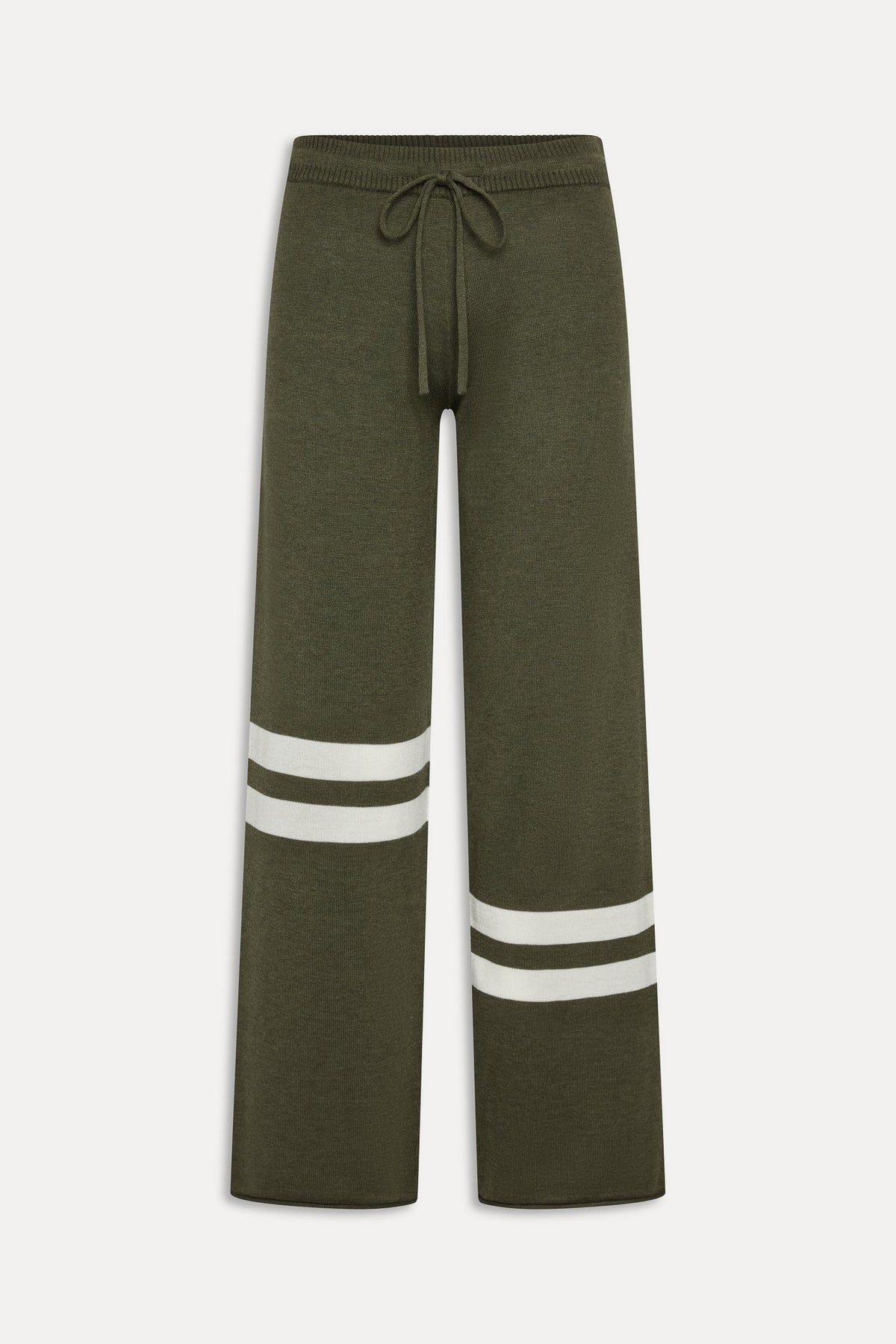 Calvin knit lounge pant in Alpine Flower olive, flat lay product shot