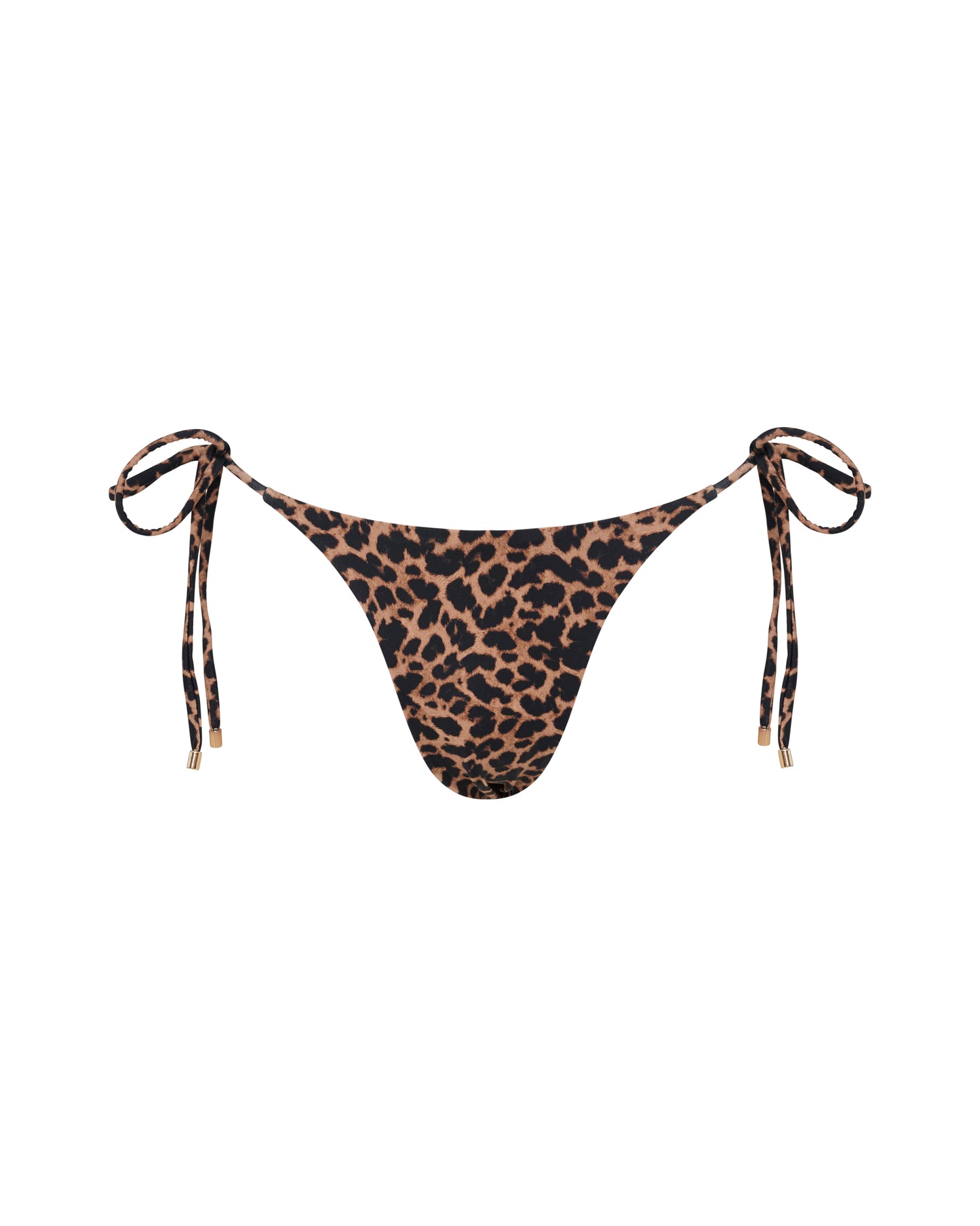 Catania Tie Side Cheeky Bottom Leopard in neutral — view 9 | Belle Mar Swim