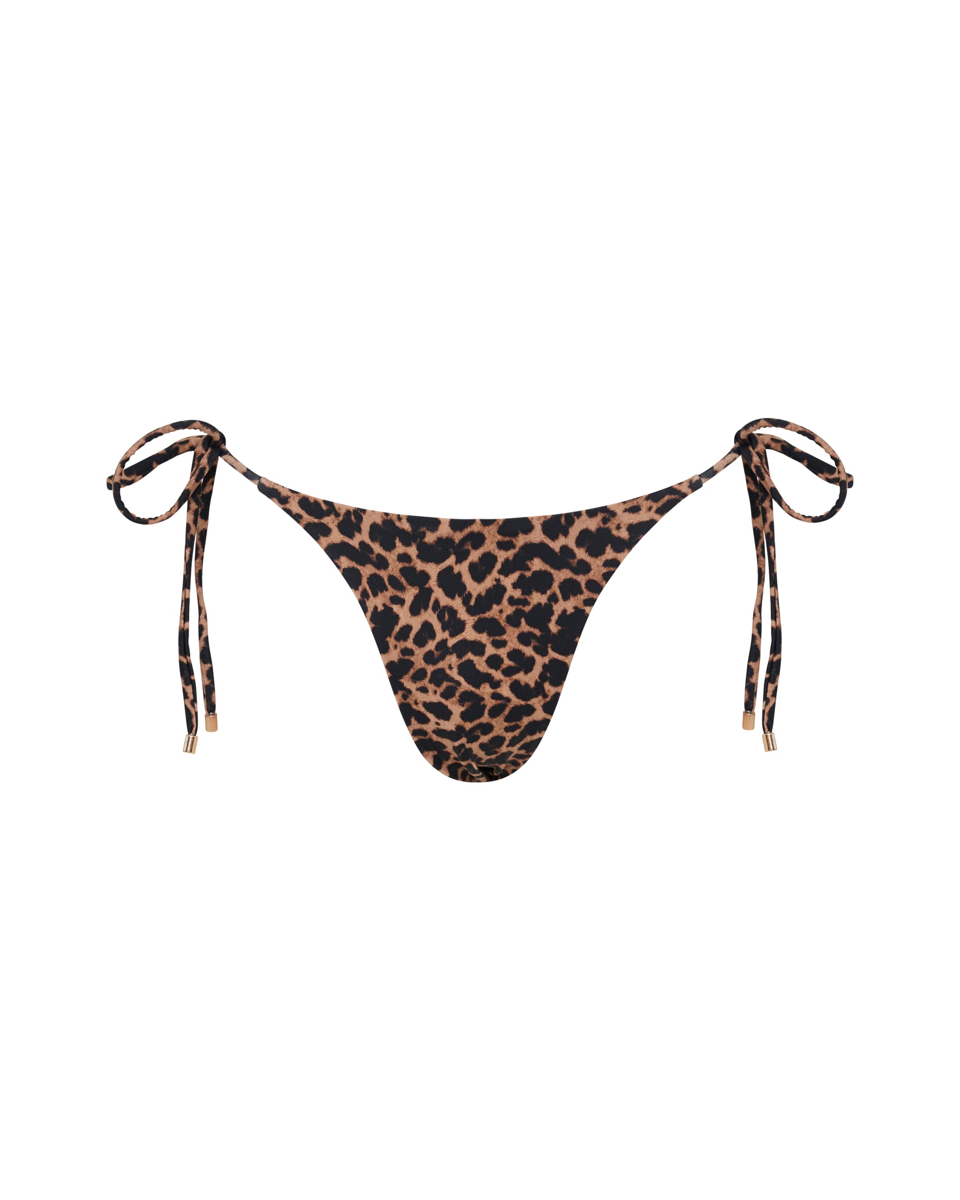 Catania Tie Side Cheeky Bottom Leopard in neutral — view 9 | Belle Mar Swim