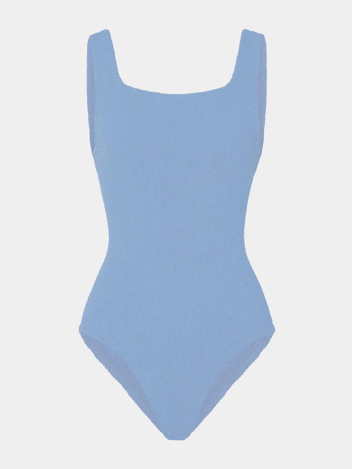 Hunza G Coverage Square Neck One Piece in Cornflower — front view on model | Belle Mar Swim