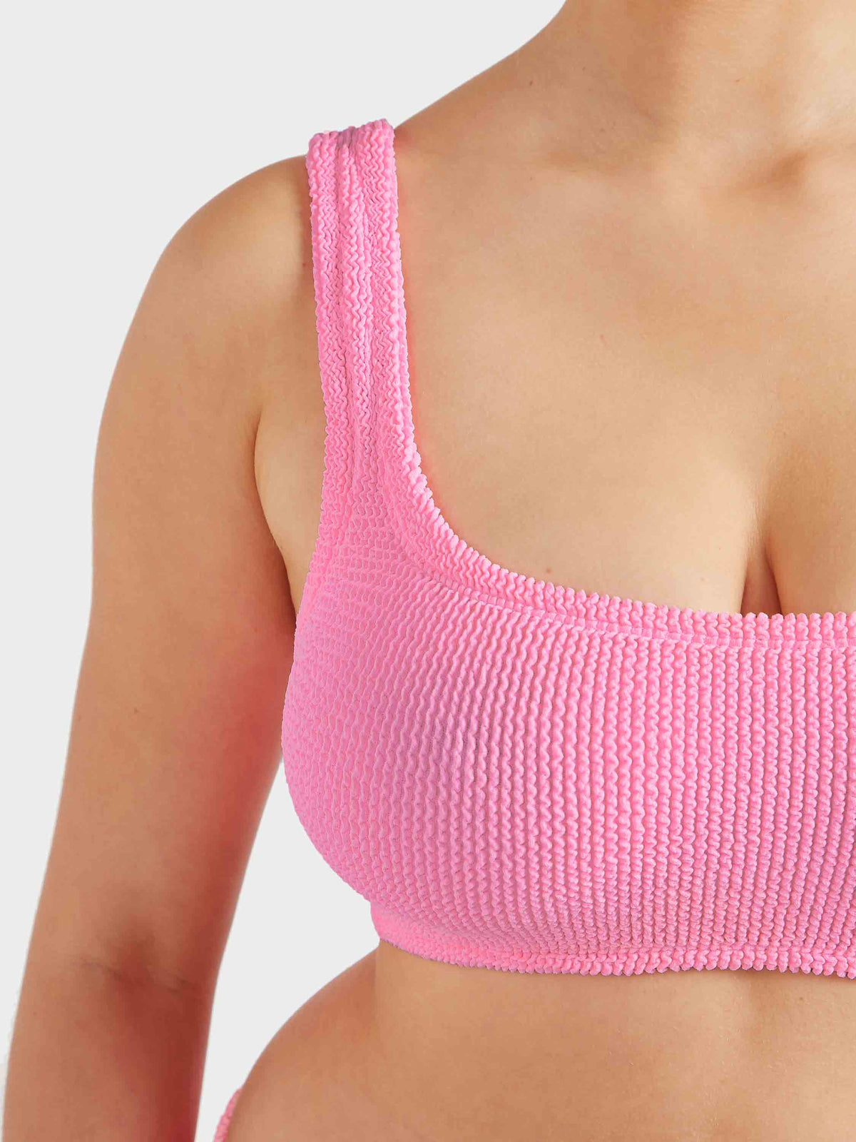 Hunza G Coverage Xandra Bikini in Bubblegum — detail view | Belle Mar Swim