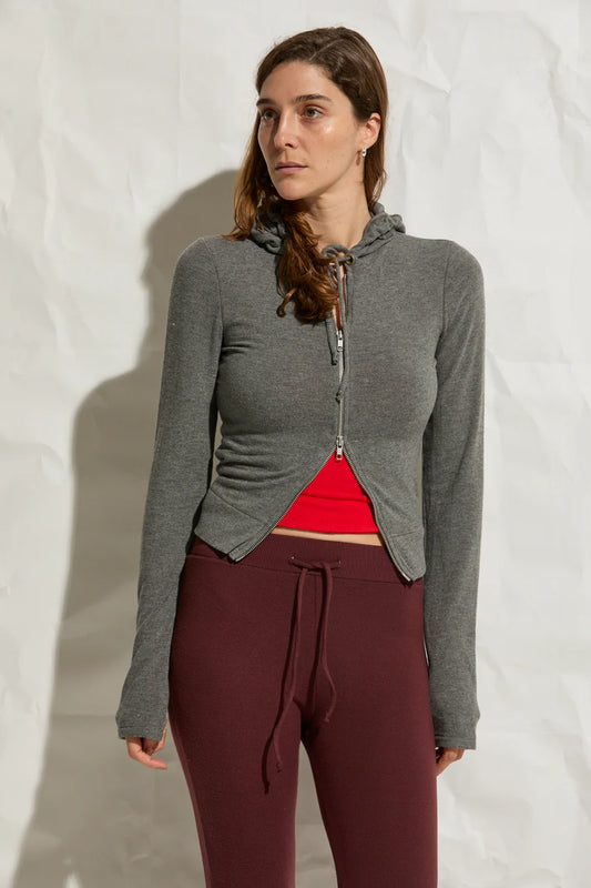 Sadie Double Zip Hoodie Heather Grey
