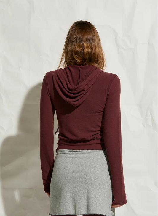 Sadie Double Zip Hoodie Bourbon - view
