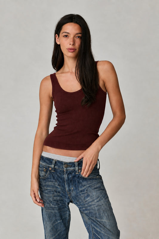 Asher Mila Rib Tank in Cadet, front view