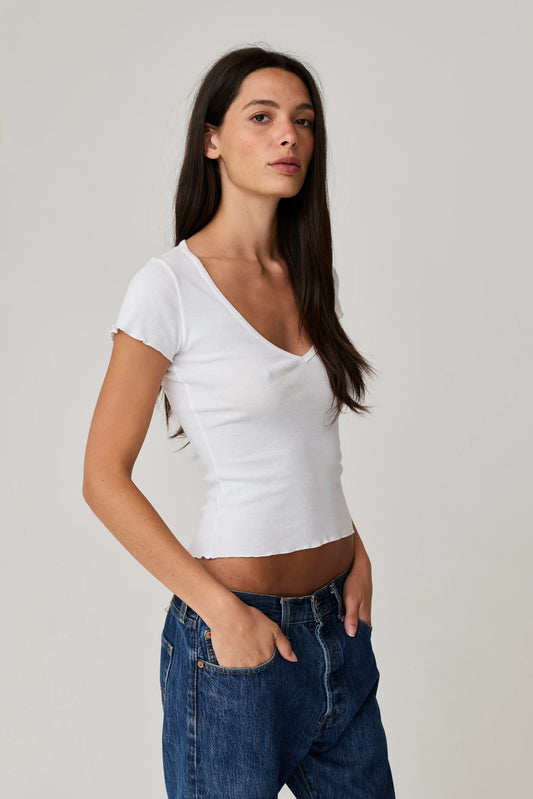 Vicki V Neck Tee White