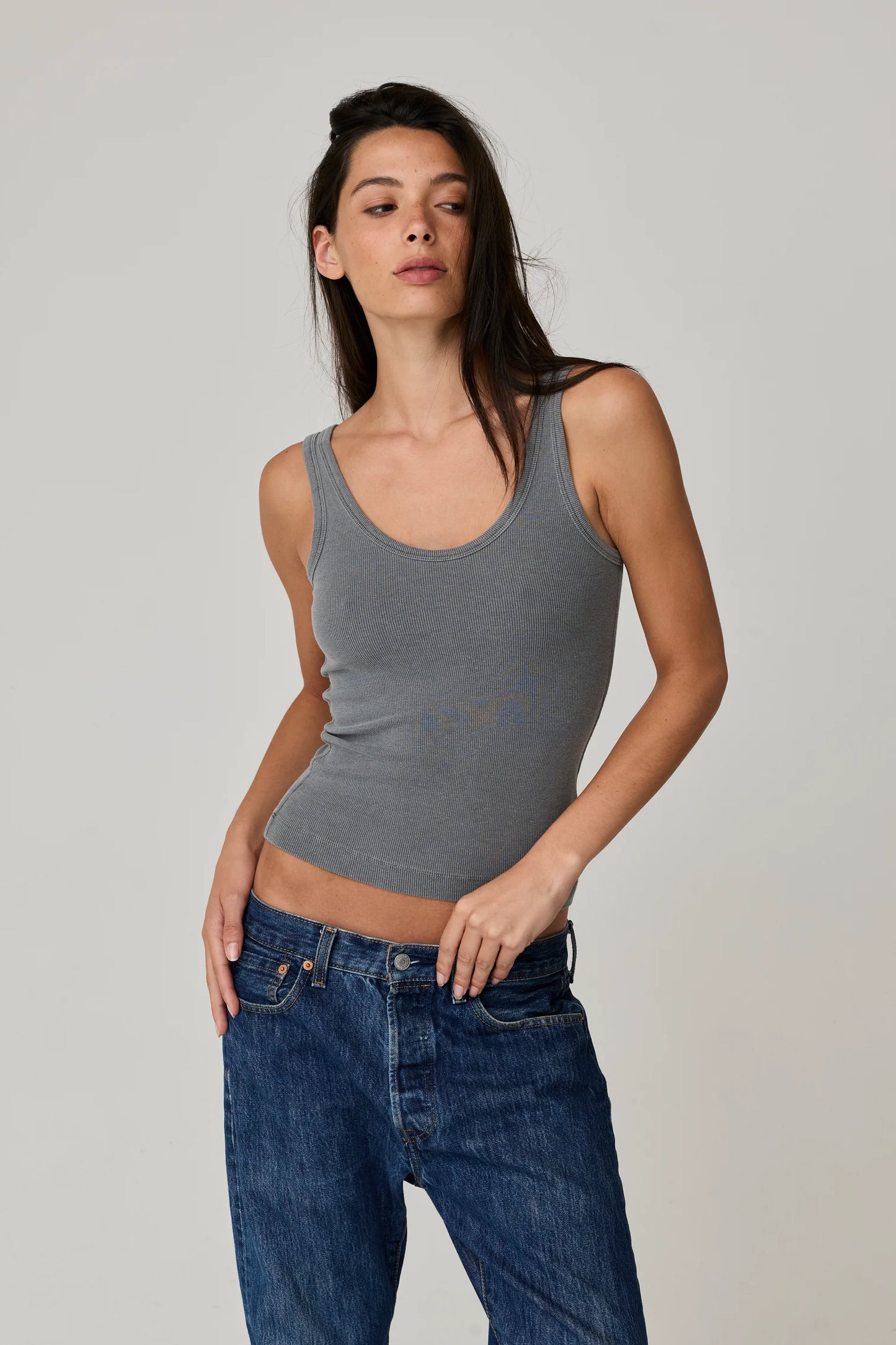 Mila Rib Tank Vintage Black
