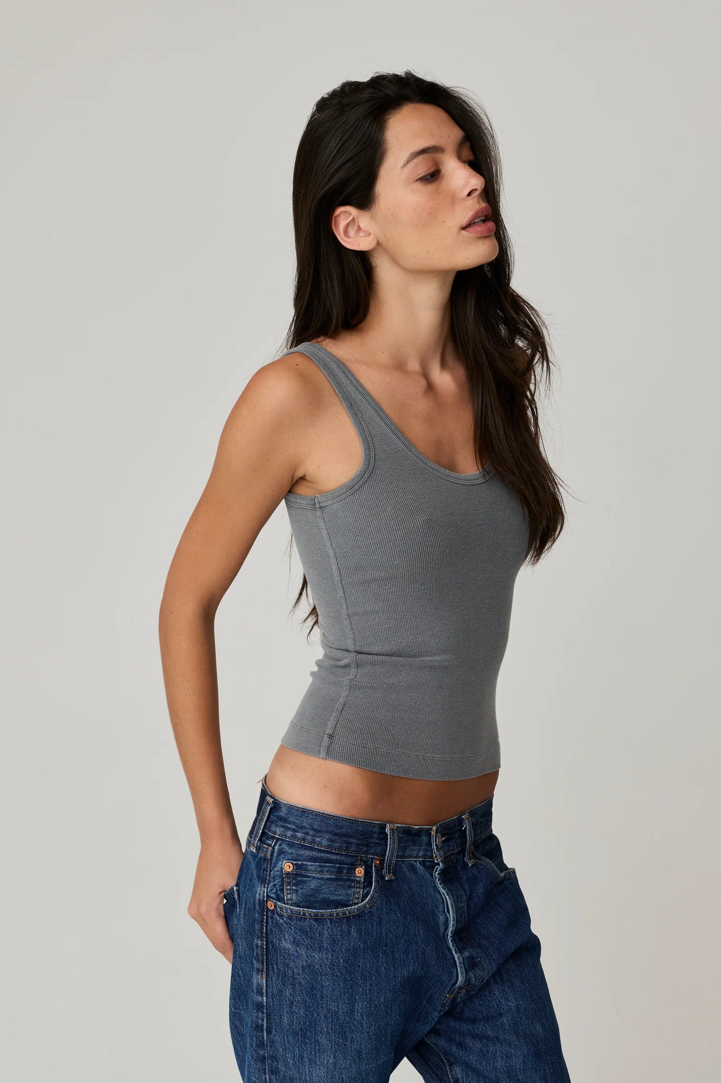 Mila Rib Tank Vintage Black