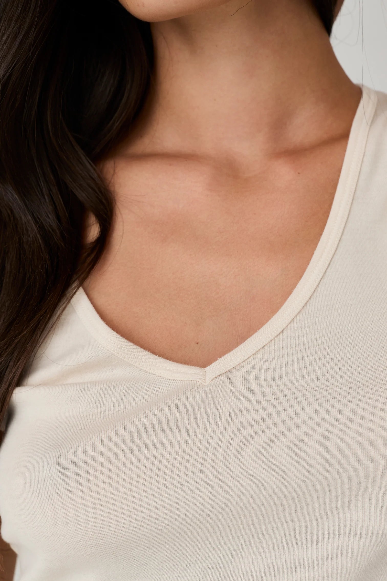 Vicki V Neck Tee Bone - view
