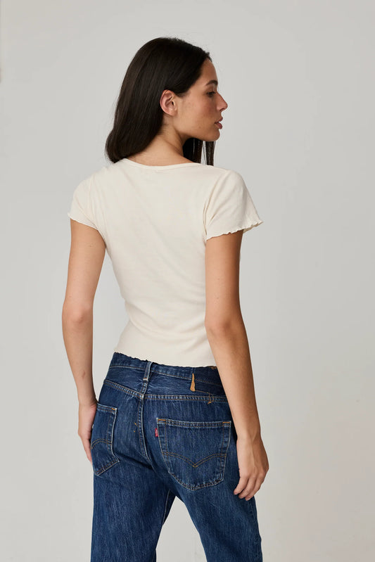 Vicki V Neck Tee Bone - view