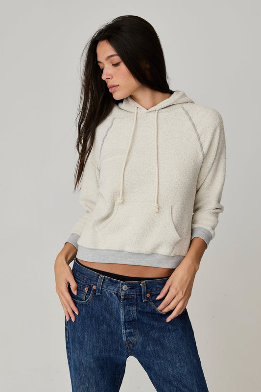 Asher Ryan Reverse Shrunken Hoodie in Heather Grey, front view