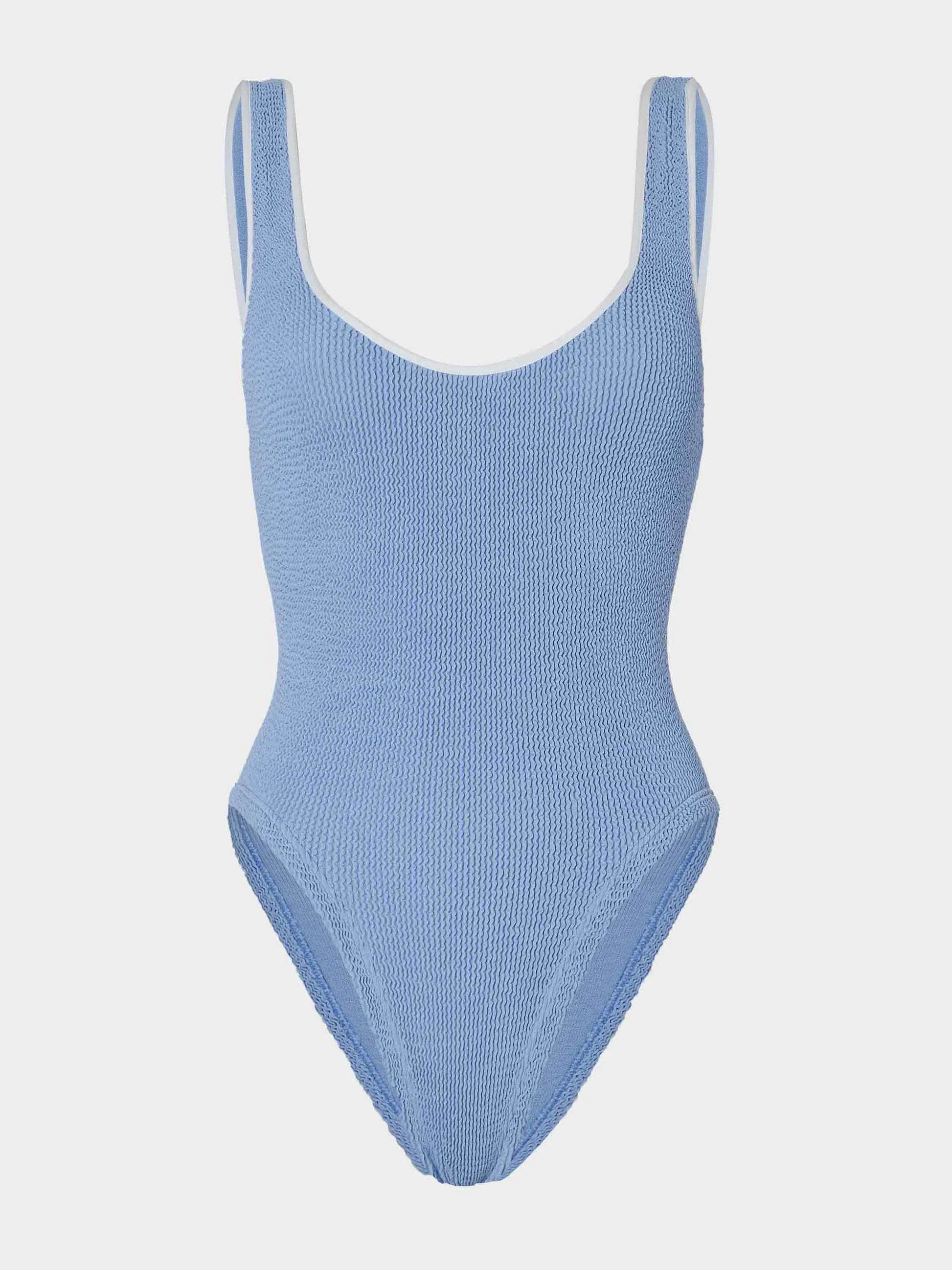 Faye Swim Cornflower/White in blue — alternate view | Belle Mar Swim