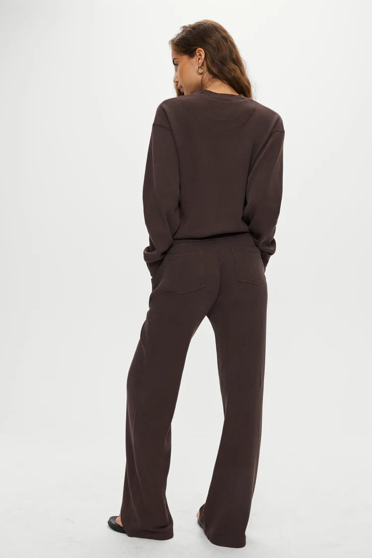 Emma Thermal Pant Walnut in brown — back view | Belle Mar Swim