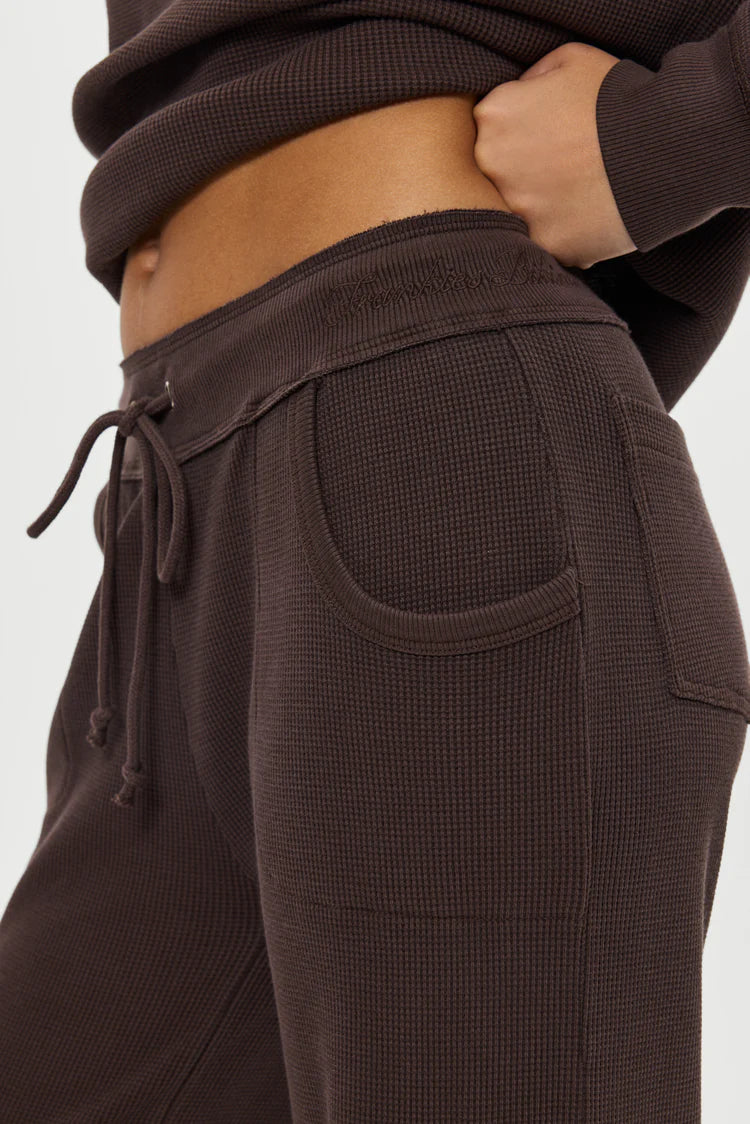 Emma Thermal Pant Walnut in brown — close-up | Belle Mar Swim