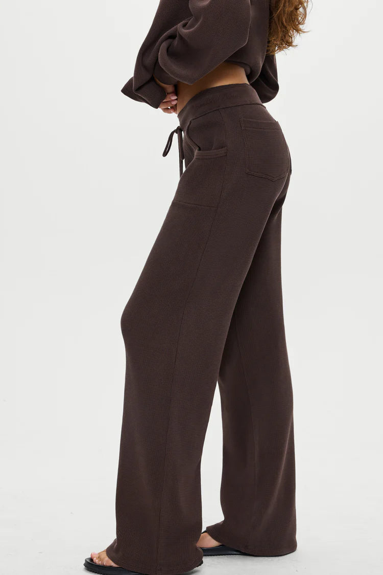Emma Thermal Pant Walnut in brown — styled view | Belle Mar Swim