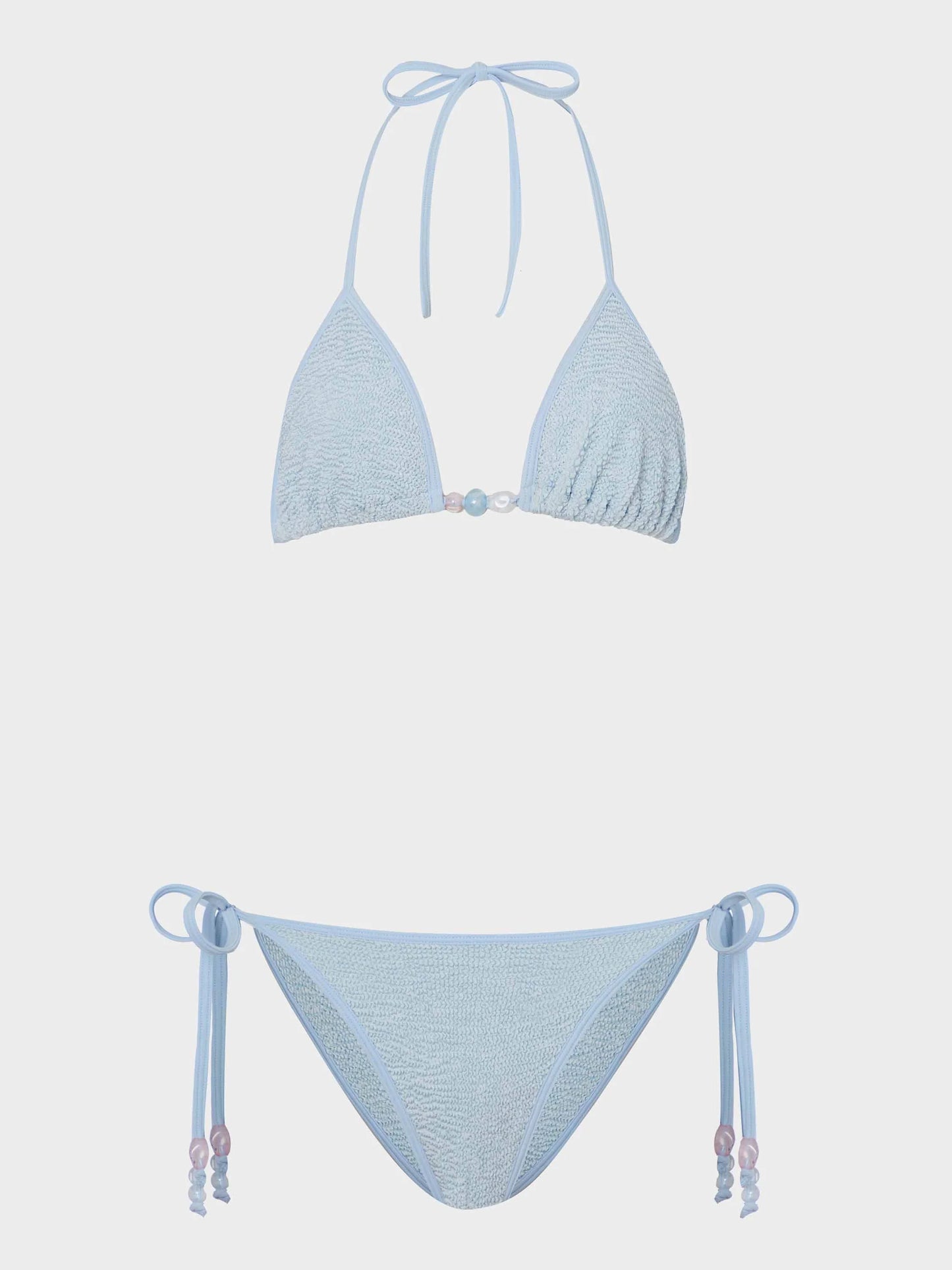 Gina Beaded Bikini Metallic Ice Blue in blue — alternate view | Belle Mar Swim