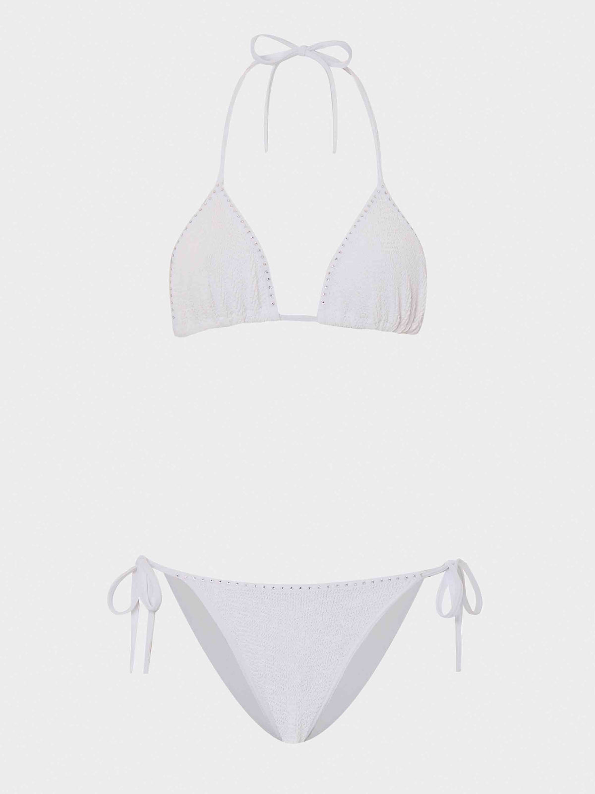 Hunza G Gina Swarovski Bikini in White — front view on model | Belle Mar Swim