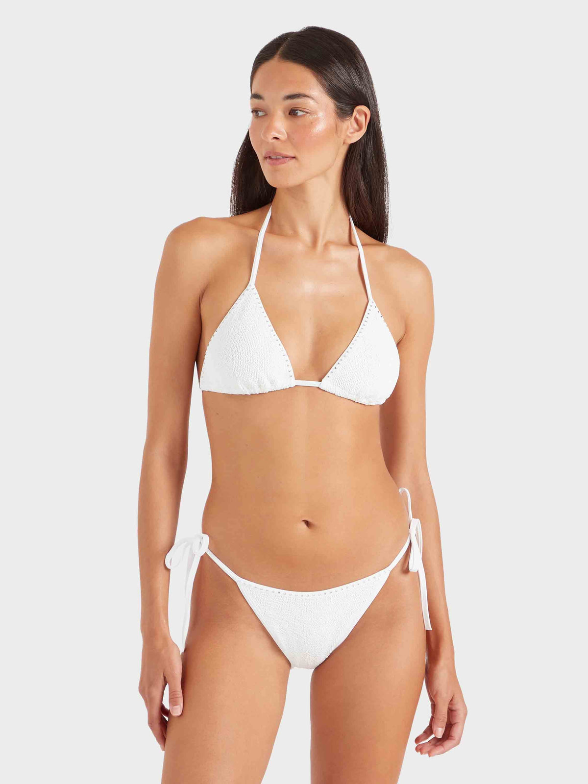 Hunza G Gina Swarovski Bikini in White — front crop | Belle Mar Swim