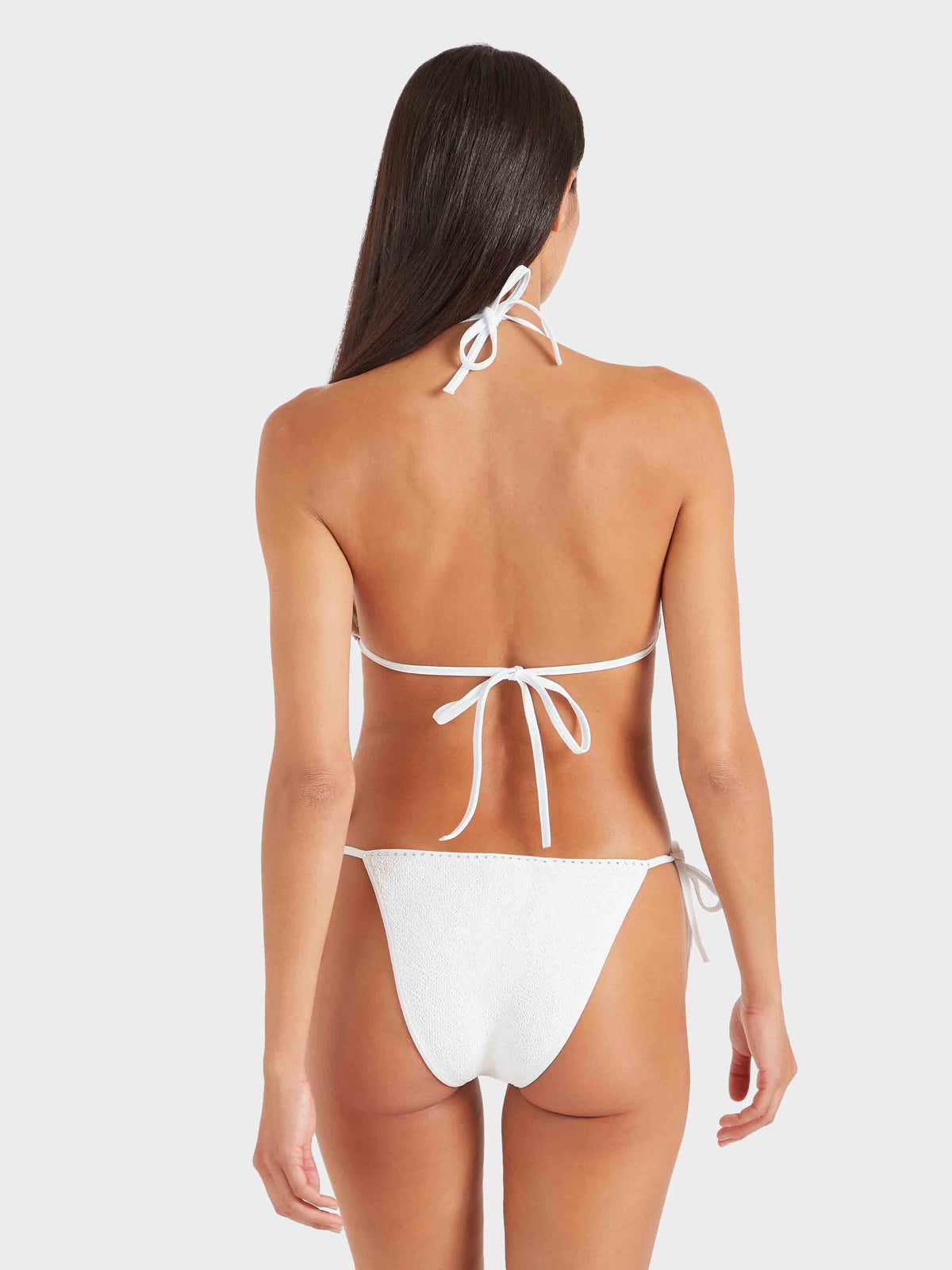 Hunza G Gina Swarovski Bikini in White — back crop | Belle Mar Swim