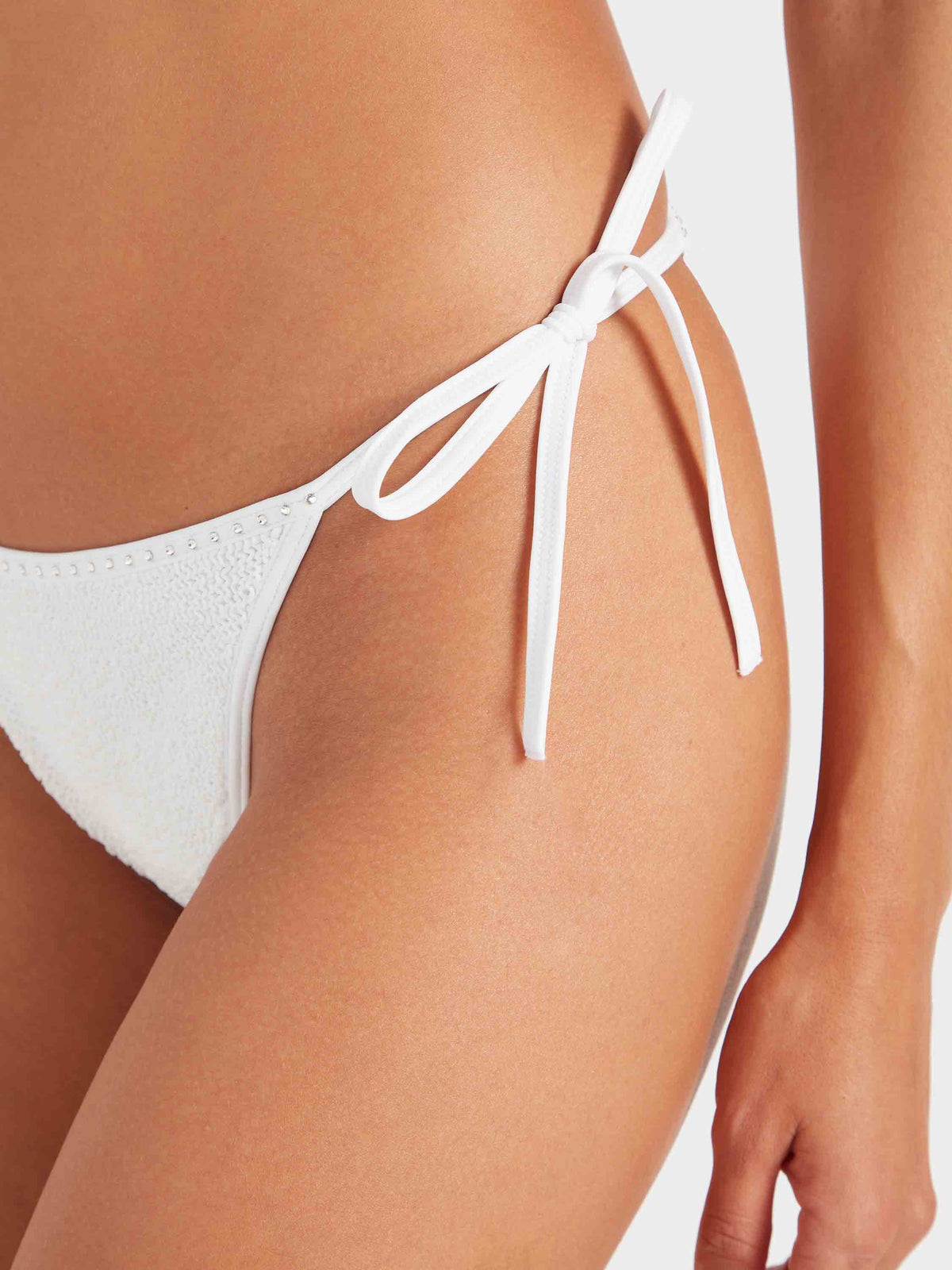 Hunza G Gina Swarovski Bikini in White — detail view | Belle Mar Swim