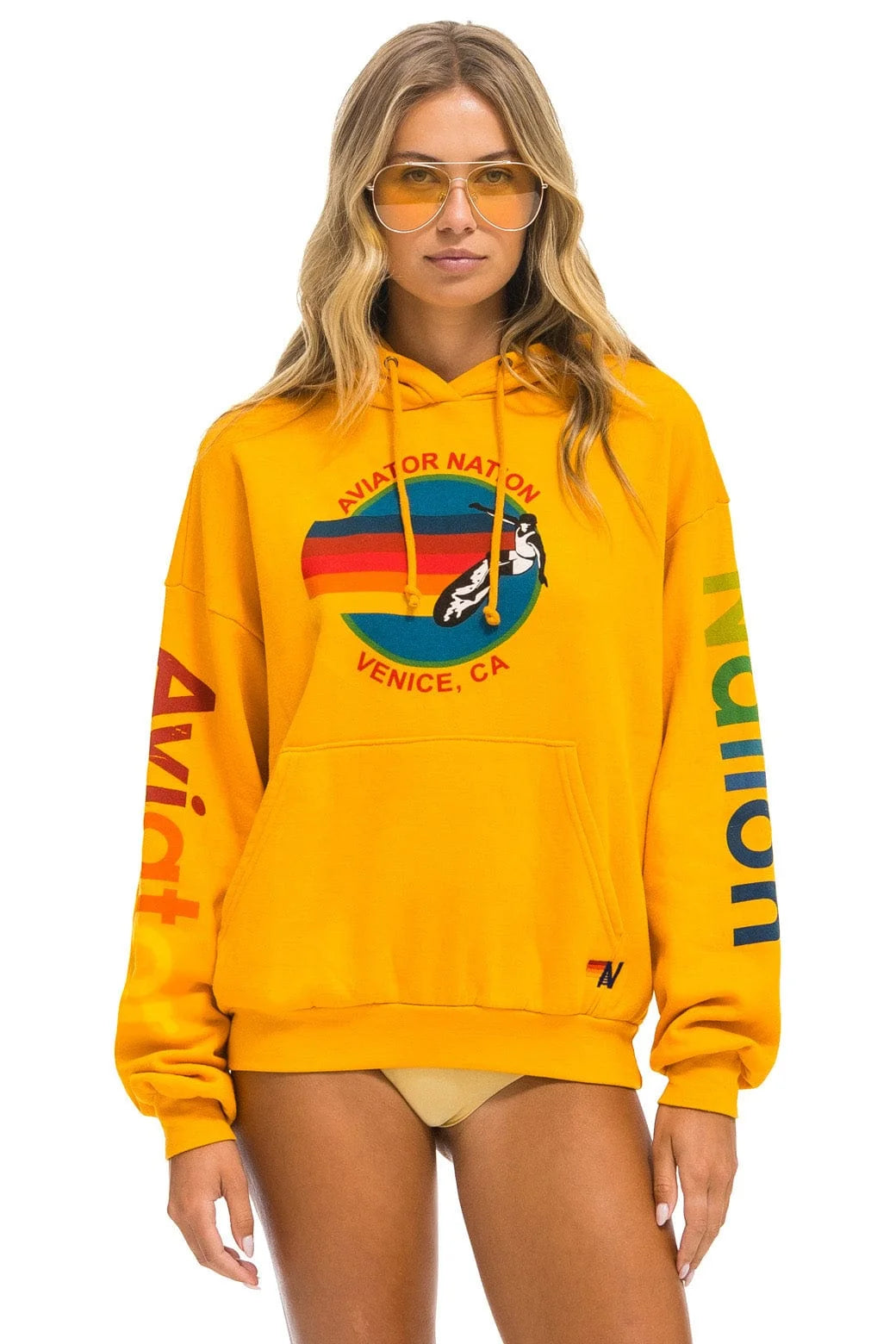 Aviator Nation Relaxed Pullover Hoodie Gold