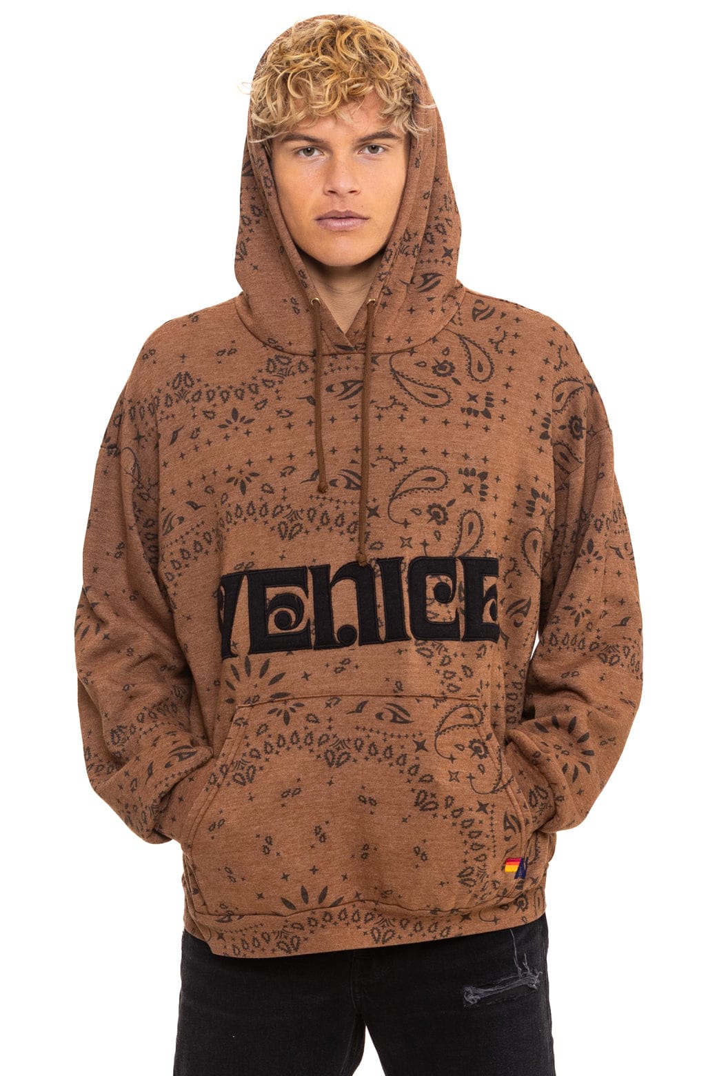 Bandana Venice Relaxed Pullover Hoodie Cinnamon model