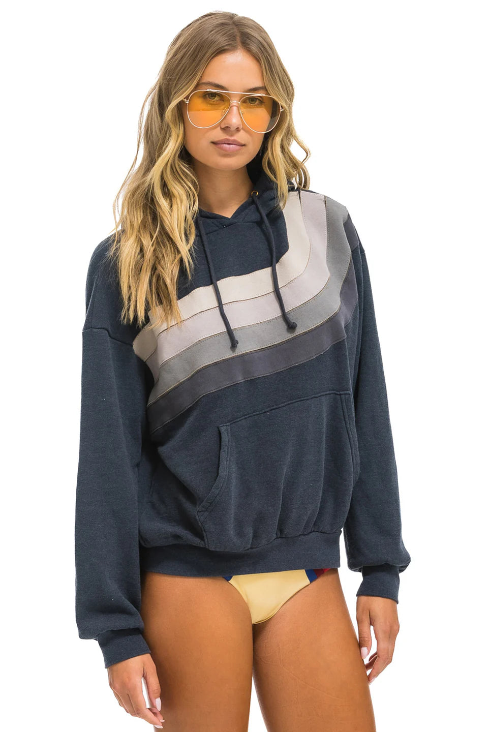 Wave Stripe 4 Pullover Hoodie Relaxed Charcoal/Charcoal