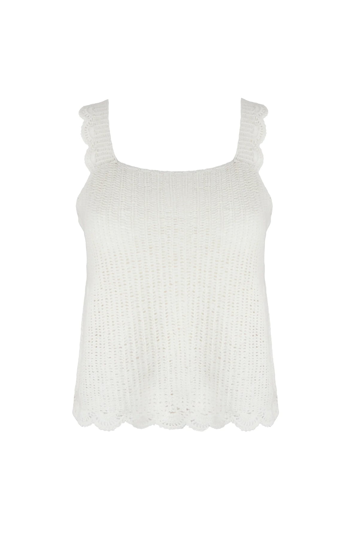 Helen Jon Scallop Crochet Tank Ivory Crochet, alternate view
