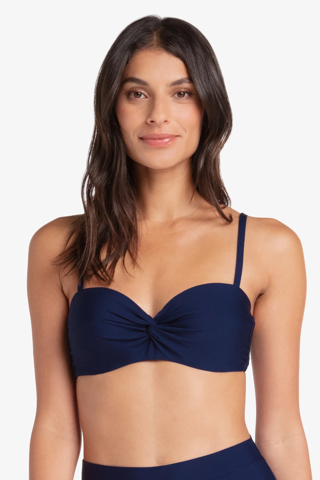 Twist Underwire Bra Navy in navy — detail view | Belle Mar Swim