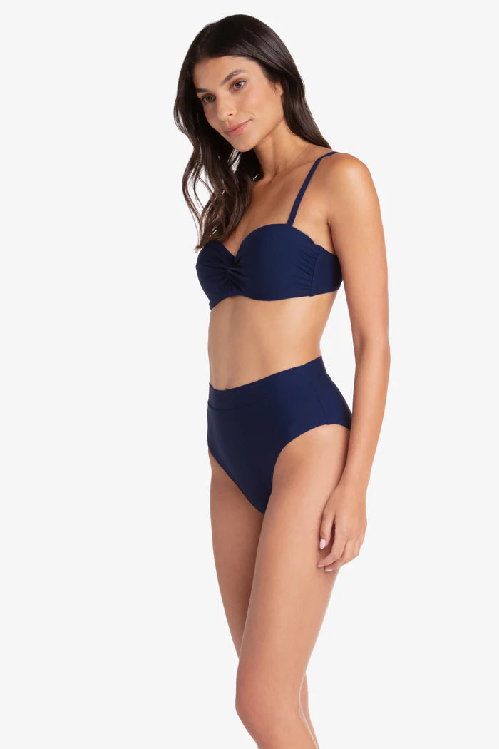 Twist Underwire Bra Navy in navy — styled view | Belle Mar Swim