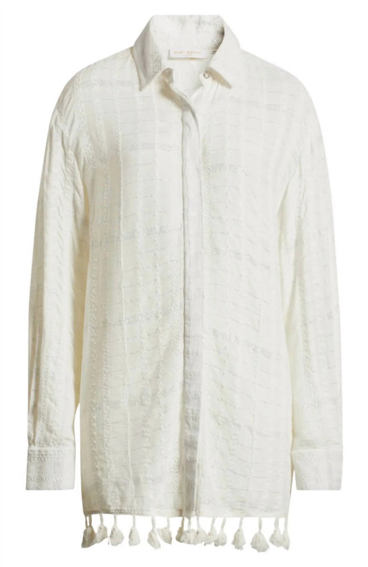 Roman Coverup Button Down Top White Stripe